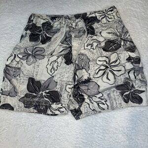 Mens Floral Grey White Swim Trunks  Sz. 36-38‎ Lines